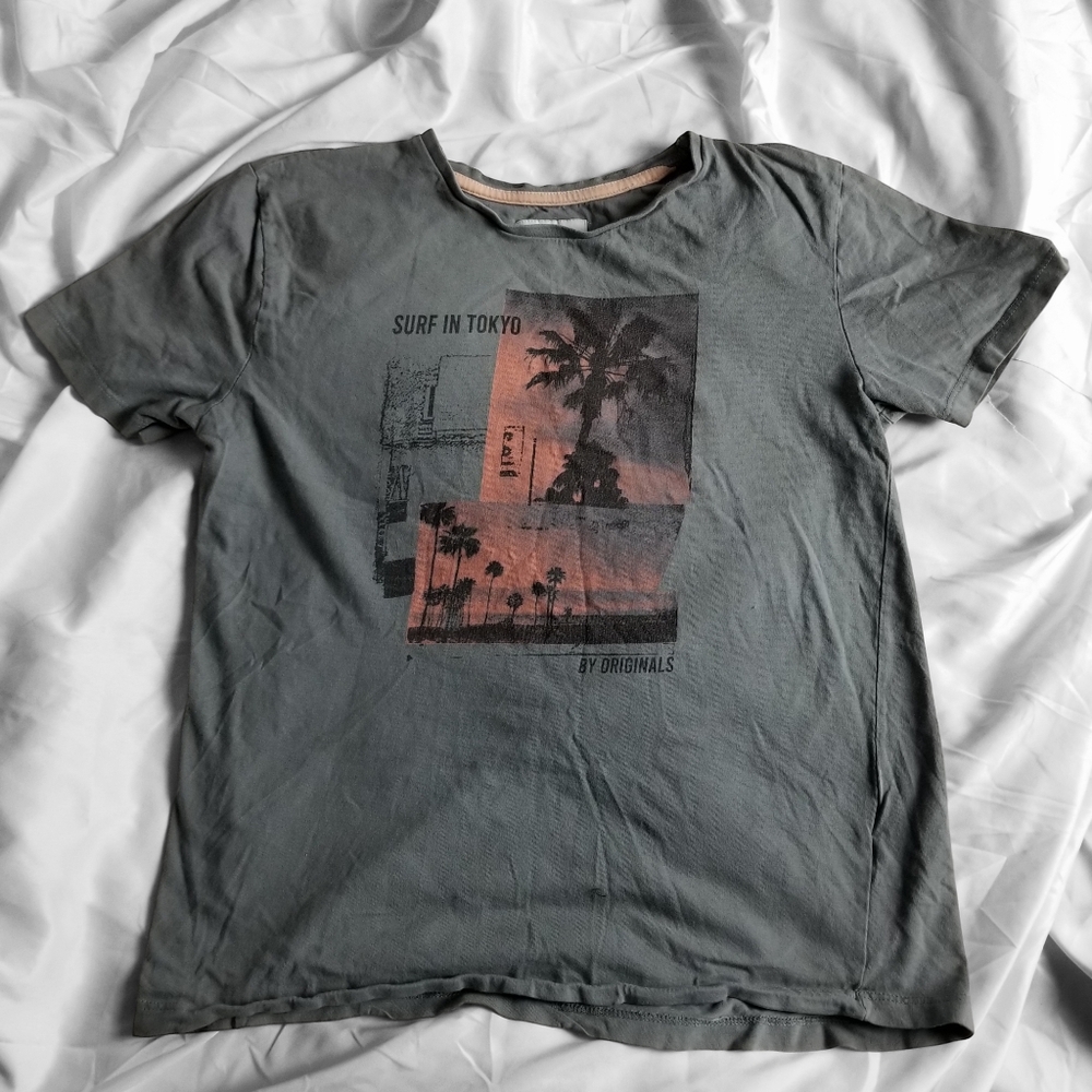 Denim & Flower Gray Short Sleeve Shirt For Boys